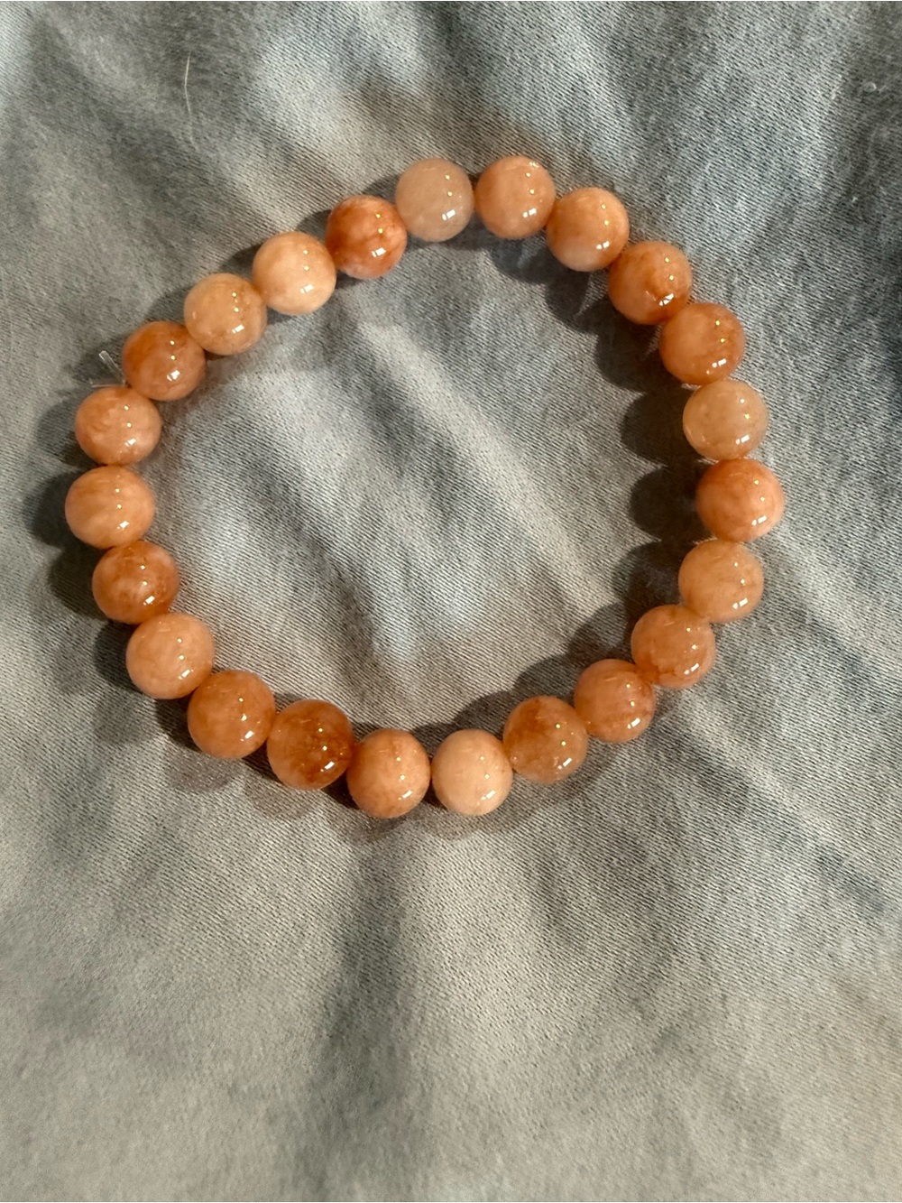 Sunstone Beaded Stretch Bracelet - Peach Orange